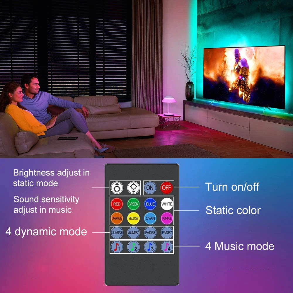 TV Backlight Music Sync USB Powered LED Strip Light