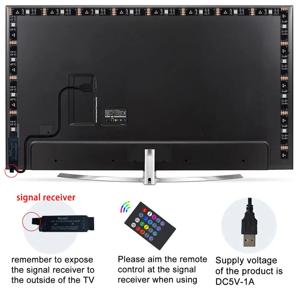 TV Backlight Music Sync USB Powered LED Strip Light