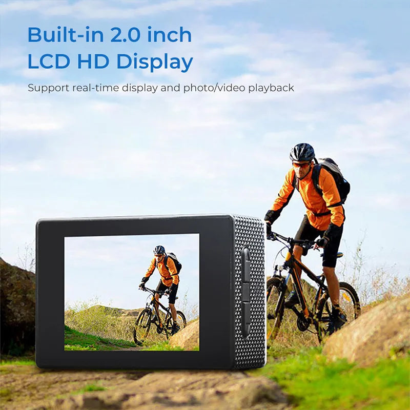 4K Ultra HD Action Camera 3MP 900mAh Underwater Waterproof