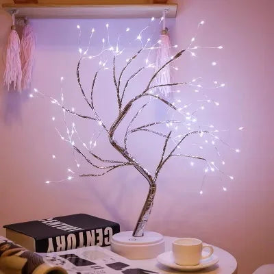 LED Night Light Mini Christmas Tree Copper Wire Garland Lamp For Kids Home Bedroom Decoration
