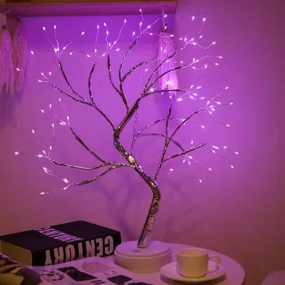 LED Night Light Mini Christmas Tree Copper Wire Garland Lamp For Kids Home Bedroom Decoration