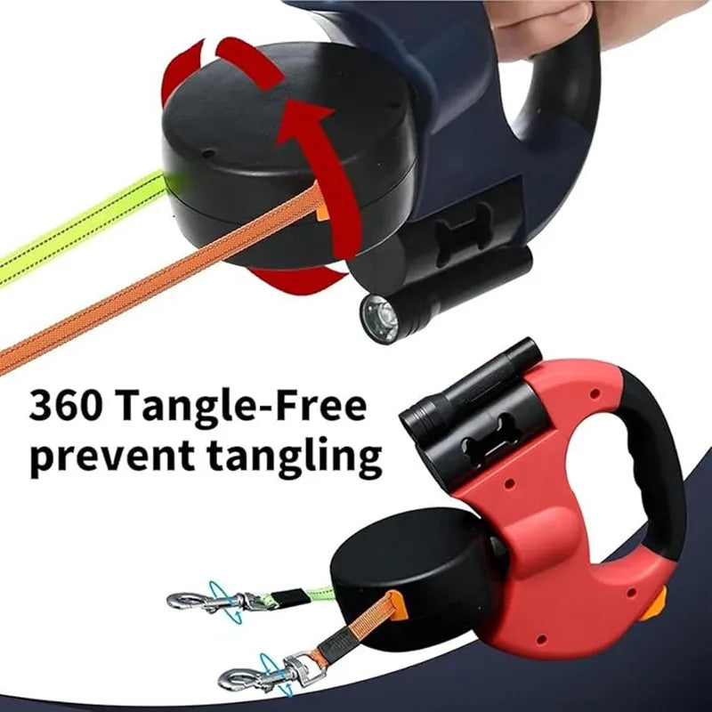 Double Dog Leash for Two Dogs with Tangle-Free