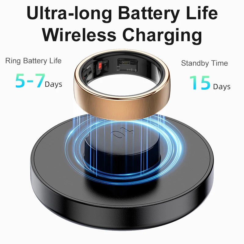 R10 Smart Ring For Men Women with Wireless Charging,SkinTemperature Health and Sleep Monitor,Multi-sport Modes For Andriod IOS