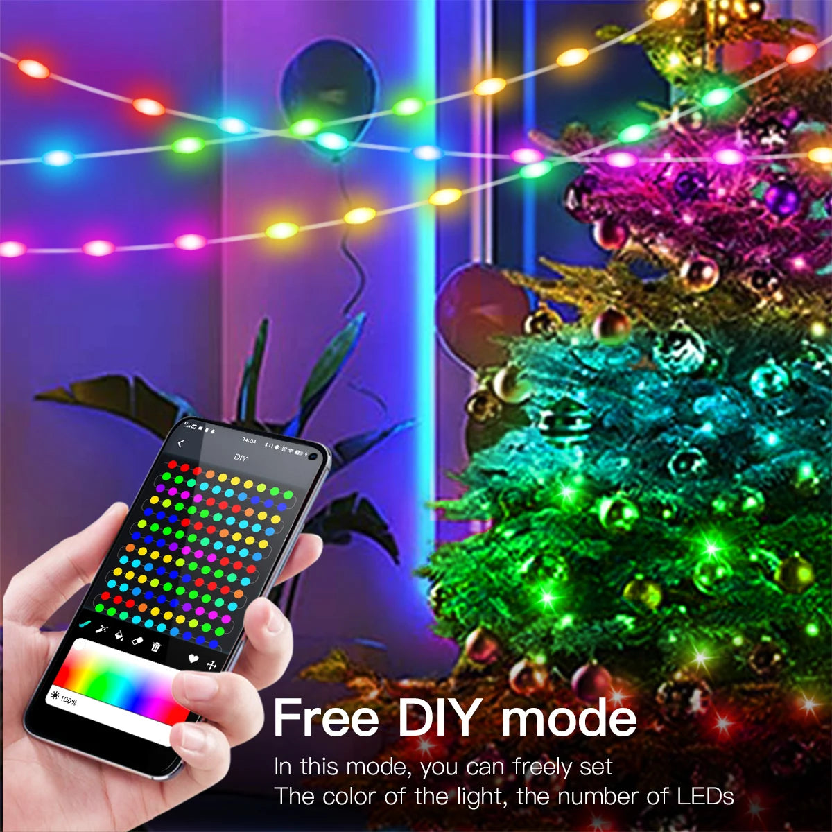 10M/20M USB Christmas Tree LED String Lights with Smart Bluetooth App Remote