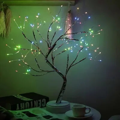 LED Night Light Mini Christmas Tree Copper Wire Garland Lamp For Kids Home Bedroom Decoration
